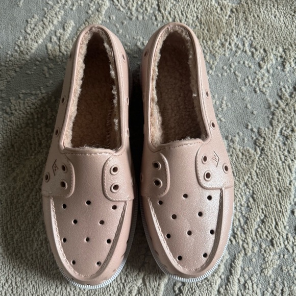 Sperry Float loafer slip on pink blush fur lined inside rubber 7 - Picture 8 of 10